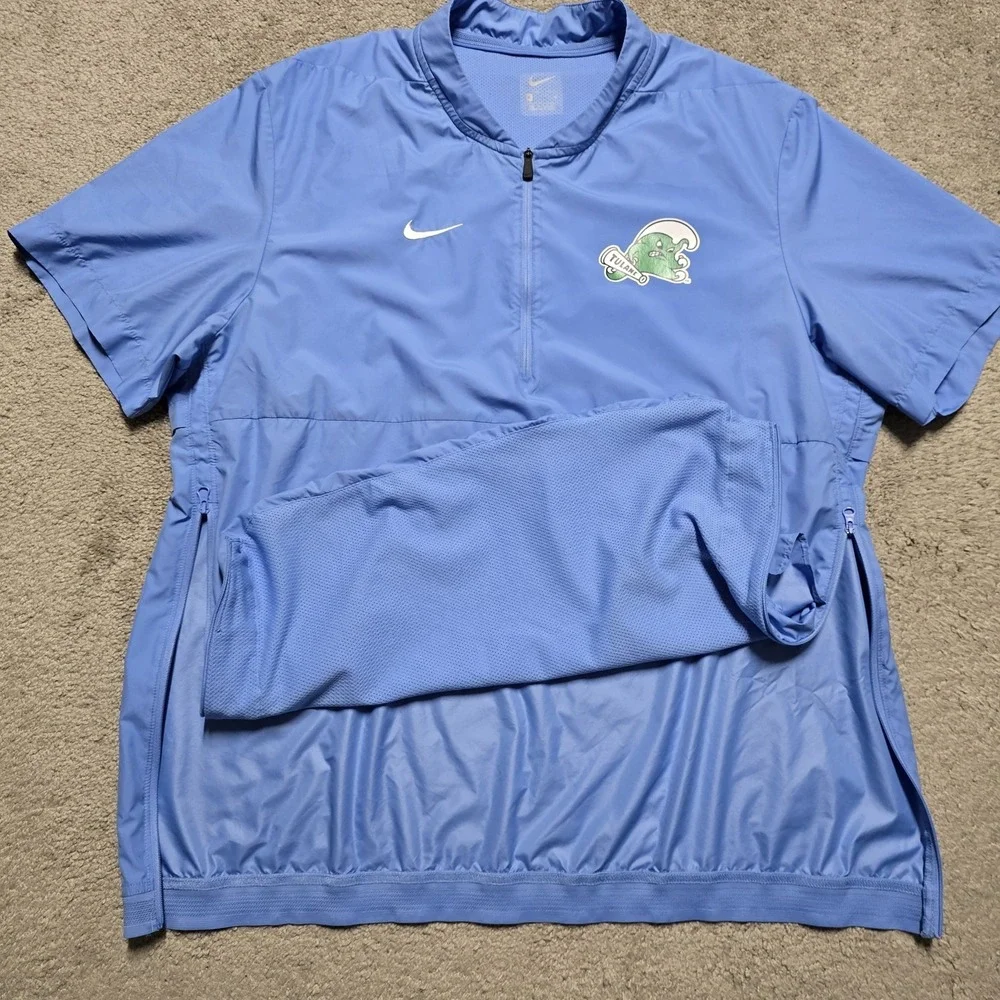 Rare Nike Tulane University Green Wave 1/2 Zip Wind Jacket Mens XL Baby Blue EUC